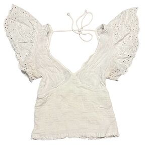 Express White Eyelet Sleeve Crop Top